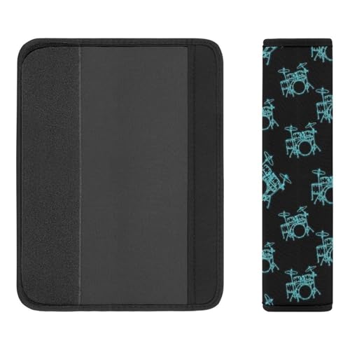 2 Pack Drum Kit Abstract Musical Instruments Music Blue Green Car Seat Belt Pad Soft Padded Automotive Seat Belt Protector for Child, Stroller Pushchair High Chair, Shock Absorption - color: Pattern 1150