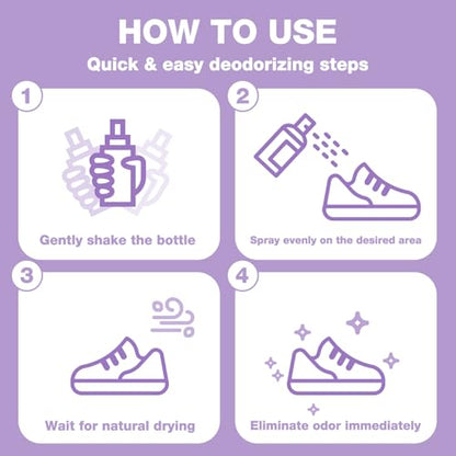 Air Jungles Shoe Deodorizer Spray 2 Oz 2-Pack, Lavender Odor Eliminator | Travel Size, Up To 300 Sprays Each, Smell Remover Footwear Freshener For Sneaker, Boot, Locker & Gym Bag