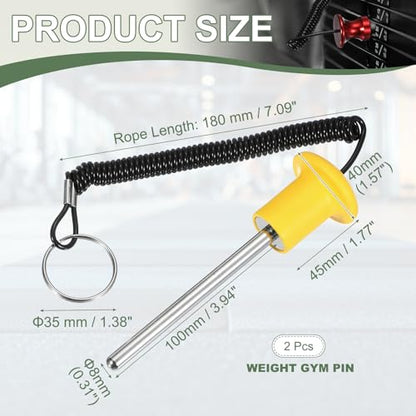Gym Pin Weight Stack Pin Strength Training Lifting Equipment Replacement with Pull Rope Fitting for Home Gym - color: Yellow, size: 0.3 x 3.9 Inch