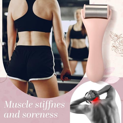 Tondiamo 2 Pcs Muscle Roller Portable Small Silicone Massager Roller Deep Tissue Muscle Massage Stick Cellulite Remover Scar Tissue Massager for Relief Face Neck Arm Back Leg(Pink,Metal) - color: Pink, style: Metal