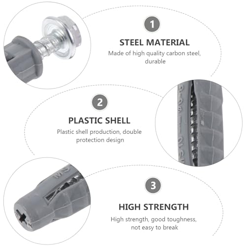 Housoutil 6pcs Self-Tapping Carbon Steel Screws with 6pcs Plastic Drywall Anchors Expansion Wall Mounting Kit for LCD Tv Brackets and Air Conditioner Hangers, Versatile Hollow-wall Fasteners