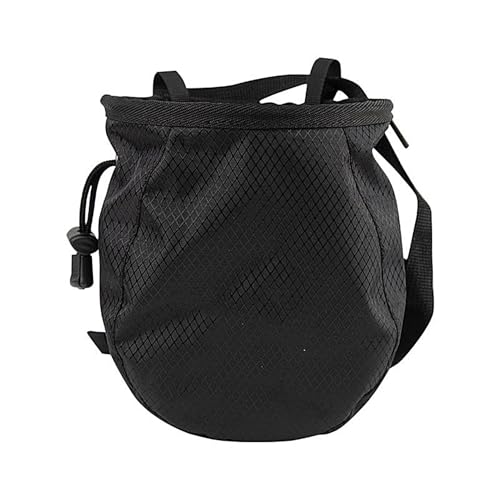 Climbing Chalk Bag Adjustable Waterproof Pouch | Drawstring Chalk Belt Pouch for Outdoor Weight Lifting Training Mountaineering Climber Athlete Instructor - color: Black
