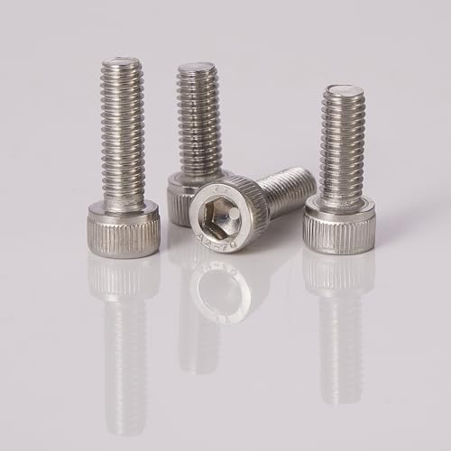 M6-1.0 Socket Head Cap Screws - 8/10/12/16/20mm Length Kit, 304 Stainless Steel (A2-70), Allen Drive,Bright Finish, Fully Threaded, 50-Piece Set - size: M6-8-20mm（50pcs）