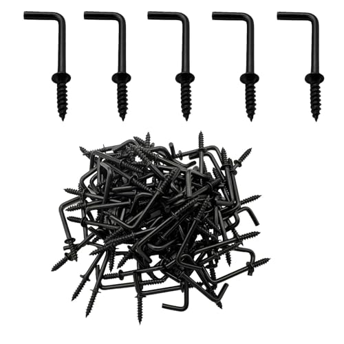 150 PCS 7 Shaped Right Angle Screw Hooks,7/8 Inch Screw in L Shaped Hooks for Hanging Lamp,Plants,Decorations,kitchenware and DIY Crafts - size: 7/8inch 150pcs