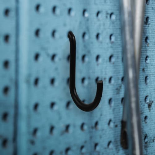 10 Pcs Black Iron Pegboard Hooks for Garage Tool Organizer Utility Pegboard Hangers for Wall Hanging Board Accessories Compatible with Store and Workshop