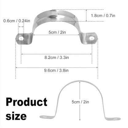 200 PCS 2 Inch Stainless Steel Rigid Pipe Strap, M50 Conduit Clamps, U Bracket Mounting Clamps with Two Hole, U Tube Pipe Clamp for Chemical Industry, Commercial - size: 200 PCS 2 Inch