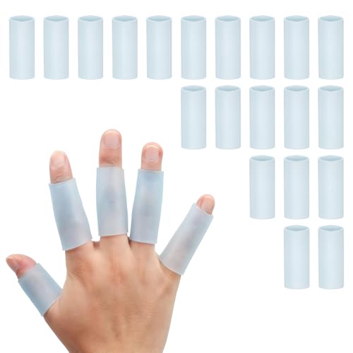 Sumifun Gel Finger Protector, 20 Pcs Silicone Finger Sleeves for Corns, Fingernails Loss, Friction Pain Relief, Blue - color: Blue(20pcs)