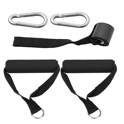 Cable Machine Attachment - Non-Slip Grips for Pulley System with Door Buckle - Durable Home Gym Handle for Pull Downs, Strength Training & Fitness Workouts | Universal Size - Black