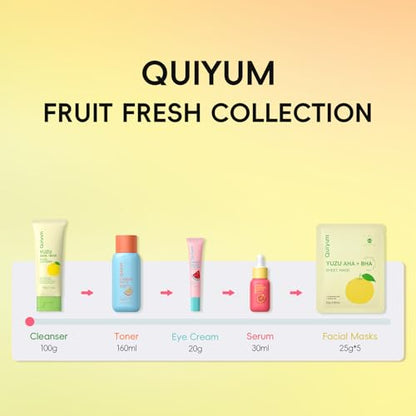 QUIYUM Skin Care Set for Oily/Combination Ance Skin, Natural Fruit Skincare | Salicylic Acid, Vit-C & Peptide, Birthday Gifts for Women, Deep Cleansing, Oil Control, Glowing & Moisturizing, Gift Sets - size: 10 Count (Pack of 1)