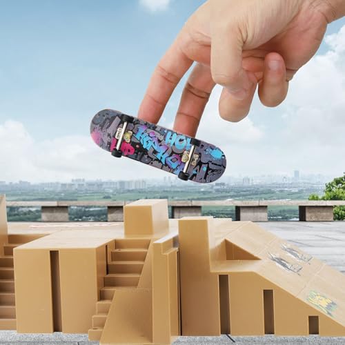 6 PCS Pro Shallow Concave Fingerboard Set | Mini Finger Skateboard Starter Kit with Display Stand | Exquisite Finger Sports Party Favors & Fun Novelty Gift(Special Edition)