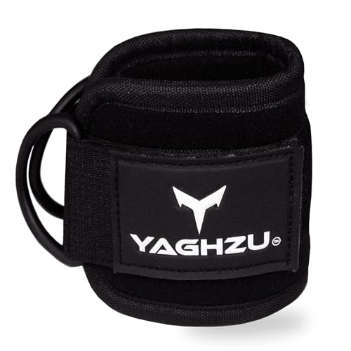 Adjustable Gym Ankle Straps for Cable Machines Women & Men, Glute Kickbacks | Neoprene padded gym ankle cuffs, steel D-ring, Adjustable fit for hip abduction, leg workouts & extensions - color: Black, size: Single