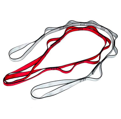 2Pcs Daisy Chain Multipurpose Anti-Gravity Yoga Belt, Climbing Rope, Hammock Rope - 23KN Double-Layer Adjustable Nylon Strap Rope Strong Daisy Chain - color: red white