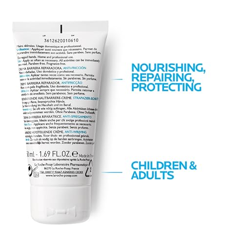 La Roche-Posay Cicaplast Hand Cream, Instant Relief Moisturizing Hand Lotion for Dry Hands, Shea Butter Lotion for Dry Cracked Hands, Non Greasy, Fragrance Free - size: 1.69 Fl Oz (Pack of 2)