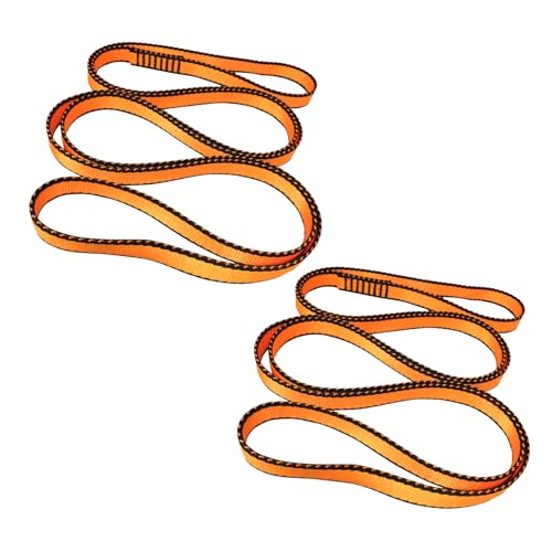 FOSER 18mm Nylon Climbing Sling Runner, 23KN Nylon Rope,Apply to Rock Climbing, Mountaineering, Hiking, Downhill, Emergency Equipment, etc - color: Orange(2pcs)