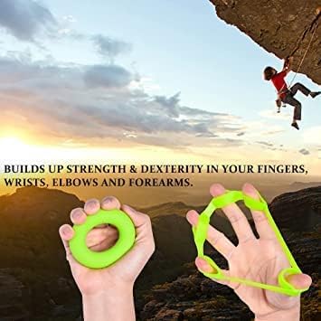 Finger Exerciser, Hand Grip Strengthener, Grip Strength Trainer (6 PCS)*New Material*Forearm Grip Workout, Finger Stretcher, Relieve Wrist Pain, Carpal Tunnel, Trigger Finger, Mallet Finger