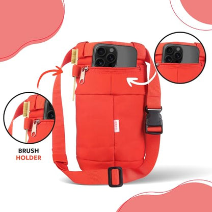 Chalk Bag for Rock Climbing, Bouldering, and Weightlifting - Asian-Inspired Design - Premium Chalk Bucket with Quick-Clip Belt, Zipper Pocket, Brush Holder - color: Kimchi
