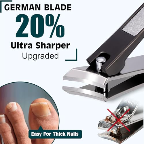 Heavy Duty Toenail Clippers for Thick Ingrown Nails Fingernail Set | Ultra Sharp All-IN-ONE Kit: 15% Thicker Premium Sturdy Podiatrist Toe Nail Care Tools. Perfect Grooming Gifts with Case - color: Black, size: 8-Pack