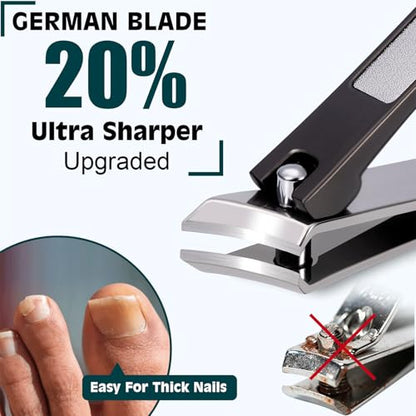 Heavy Duty Toenail Clippers for Thick Ingrown Nails Fingernail Set | Ultra Sharp All-IN-ONE Kit: 15% Thicker Premium Sturdy Podiatrist Toe Nail Care Tools. Perfect Grooming Gifts with Case - color: Black, size: 8-Pack