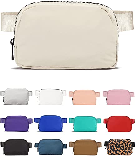 YOSHUYUKI Cross Body Fanny Packs for Women Men Fashion Waist Bag Pouch Nylon Small Travel Crossbody Bags Mini Purse Everywhere Belt Bag Bum Bag with Adjustable Strap for Workout Running Hiking Ivory - color: Ivory