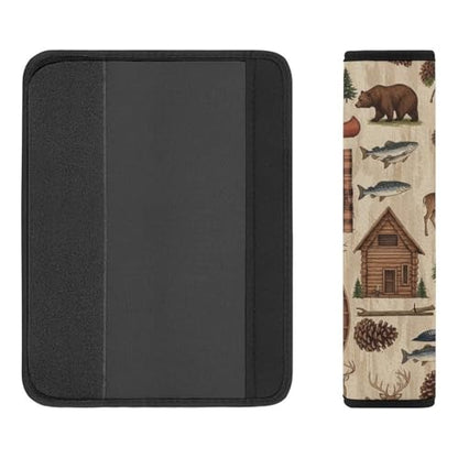 Soft Padded Car Seat Belt Pad for Elderly Support, Stroller Pushchair High Chair, 2 Pack Hunting Cabin Country Fish Deer Bear Shoulder Harness Cover Anti-Slip Pad - color: Pattern 1013
