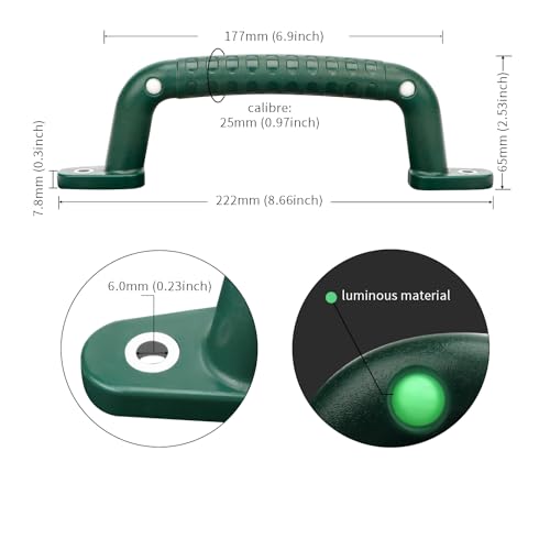 4 Luminous Safety Playground Handles, Swing Set Kids Safety Hand Grips for Playset, Climbing Frame, Play House, Playroom Ladder, Door, Bunk Bed (Green) - color: Green