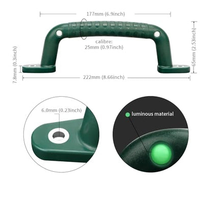 4 Luminous Safety Playground Handles, Swing Set Kids Safety Hand Grips for Playset, Climbing Frame, Play House, Playroom Ladder, Door, Bunk Bed (Green) - color: Green