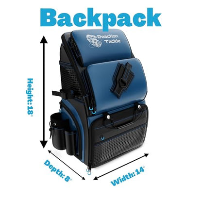Reaction Tackle Saltwater Fishing Tackle Bags, Water Resistant 1000D PVC Tackle Box Bag with Removable Dividers, Fits 3600 and 3700 Trays, Backpack - size: Backpack