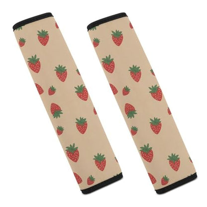 2PCS Cute Pink Strawberry Seat Belt Cover Soft Padded Neck Strap Covers for Kids, All Vehicles, Comfortable Driving - color: Pattern 650