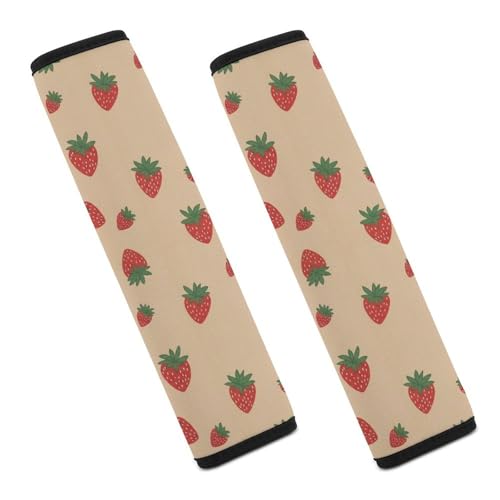 2PCS Cute Pink Strawberry Seat Belt Cover Soft Padded Neck Strap Covers for Kids, All Vehicles, Comfortable Driving - color: Pattern 650