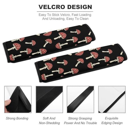 2 Pack Universal Fit Seat Belt Cover for Child, Stroller Pushchair High Chair, Cute Mushrooms Red Mushrooms Natural Wild Botanical Automotive Seat Belt Protector, Pressure Relief - color: Pattern 485