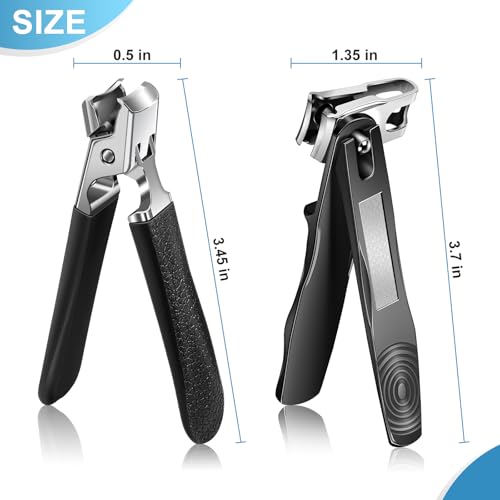 Nail Clippers for Seniors with Rotary Head, Large Heavy Duty Nail Clippers with Mess Free Catcher, Sharp Fingernail Clippers Nail Cutter Set with Long Handle for Men Women Adults