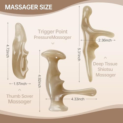 Manual Trigger Point Massage Tool With Thumb Saver For Deep Tissue Massage | One-Piece Molded Resin, No Parting Lines & Smooth Skin-Friendly. Ergonomic Build Saves Massage Effort For Deep Tissue Massage - color: Natural Wood