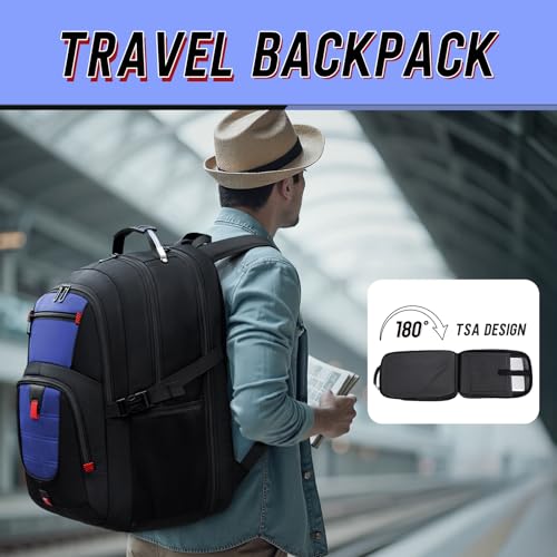Z-MGKISS 18.4 Large Travel Backpack, USB Computer Bagpack Fits 18.4 Inch Laptop, Business Backpack for Men, TSA Flight Approved, Laptop Backpacks, Blue - color: Blue, size: 18.4IN