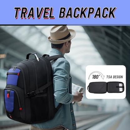 Z-MGKISS 18.4 Large Travel Backpack, USB Computer Bagpack Fits 18.4 Inch Laptop, Business Backpack for Men, TSA Flight Approved, Laptop Backpacks, Blue - color: Blue, size: 18.4IN