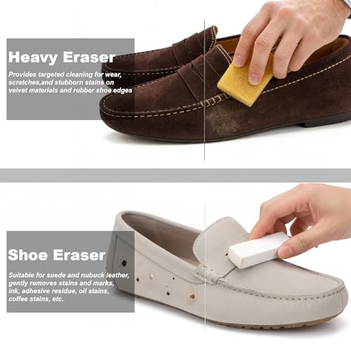 XANGNIER Suede Shoe Cleaner Kit for Birkenstock,3 Pcs Suede & Nubuck Care Set-2-In-1 Shoe Cleaning Brush,Suede Eraser and Glue Eraser for Sandals,Clogs,Leather Footbeds,Boots,Sneaker,Furniture