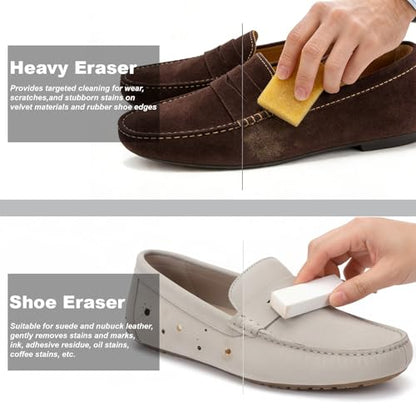 XANGNIER Suede Shoe Cleaner Kit for Birkenstock,3 Pcs Suede & Nubuck Care Set-2-In-1 Shoe Cleaning Brush,Suede Eraser and Glue Eraser for Sandals,Clogs,Leather Footbeds,Boots,Sneaker,Furniture