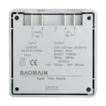 Baomain Time Switch Relay with Waterproof Cover,Digital LCD Programmable Timer,12V DC/AC Input,200-250V 16A Output,28 Programs Daily/Weekly Schedule,CN101A for Lighting and Equipment Control - size: Timer with Cover