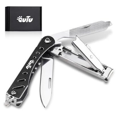 OUTU Nail Clippers Multitool,Nail File,Bottle Opener,Utility Tool with Gift Box(Black) - style: Black