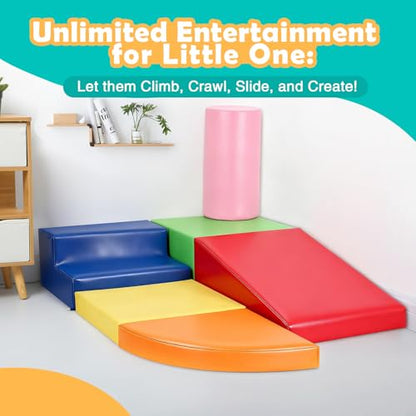 JungleDove 6-Piece Set Baby Foam Climbing Blocks for Toddlers - Baby Climbing Toys for Toddlers Indoor - Kids Soft Play Climbing - Foam Play Gym Playtime Corner Climber - style: Rainbow
