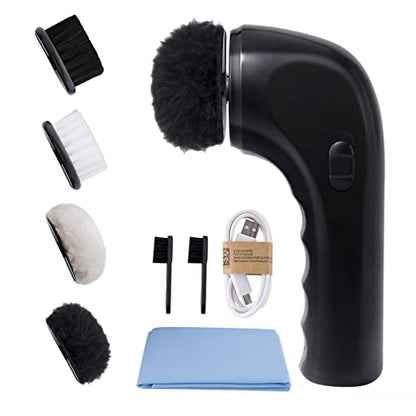 Electric Shoe Shine Kit, Electric Shoe Polisher Brush Shoe Shiner Dust Cleaner Portable Leather Care Kit for Shoes
