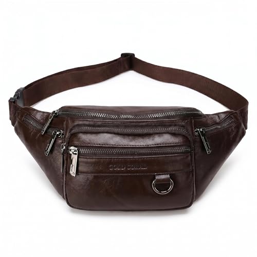 Genuine Leather Waist Pack for Men, Large Belt Bag with Adjustable Strap up to 47.2 Inches (New Coffee) - color: New Coffee