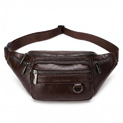 Genuine Leather Waist Pack for Men, Large Belt Bag with Adjustable Strap up to 47.2 Inches (New Coffee) - color: New Coffee