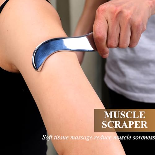 Muscle Scraper Tool, IASTM Tool, Stainless Steel Gua Sha for Body | Double-beveled stainless steel edges support targeted scraping on the back, arms, legs, neck and shoulders - size: 1 Count (Pack of 1)
