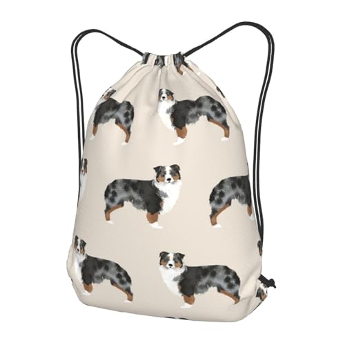 Australian Shepherd Drawstring Backpack String Bag Gym Sackpack Lightweight Waterproof Sport Bag for Women Men - color: Australian Shepherd