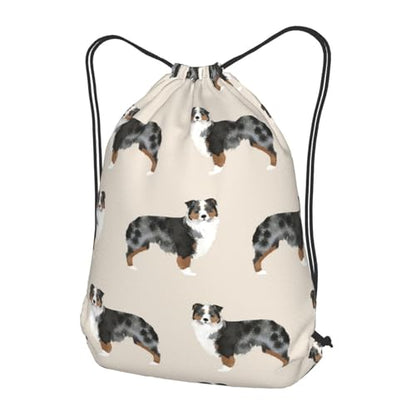Australian Shepherd Drawstring Backpack String Bag Gym Sackpack Lightweight Waterproof Sport Bag for Women Men - color: Australian Shepherd