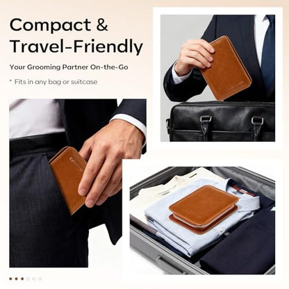 FAMILIFE Manicure Set, Nail Clippers Pedicure Tool, 8 pcs Stainless Steel Manicure Kit Professional Grooming Tool, Nail Kit with Portable Brown Leather Travel Case Luxury Gifts for Men Women - color: Brown-1