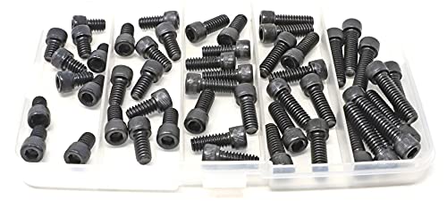 iexcell 50 Pcs SAE 1/4-20 x 3/8", 1/2", 5/8", 3/4", 1" Alloy Steel 12.9 Grade Hex Socket Head Cap Screws Bolts Assortment, Black Oxide Finish - size: 1/4-20 x 3/8", 1/2", 5/8", 3/4", 1"