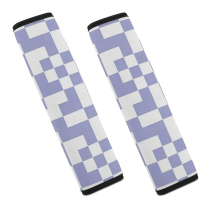 Universal Soft and Comfortable Car Seat Straps Shoulder Pads for Girls and Boys, Most Cars, 1 Pair Checkered Plaid Lavender Purple Harness Pads Strap Comfortable Driving - color: Pattern 45