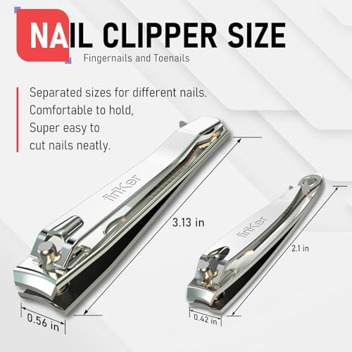 firiKer Nail Clipper Set,Premium Stainless Steel Fingernail and Toenail Clipper Cutters with Nail File, Sharp Effortless Nail Clippers Set for Men & Women(Silver) - color: Silver