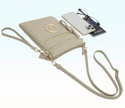 Solene Small Multi Zipper Pockets Crossbody Bag with Detachable Wristlet - color: Brick